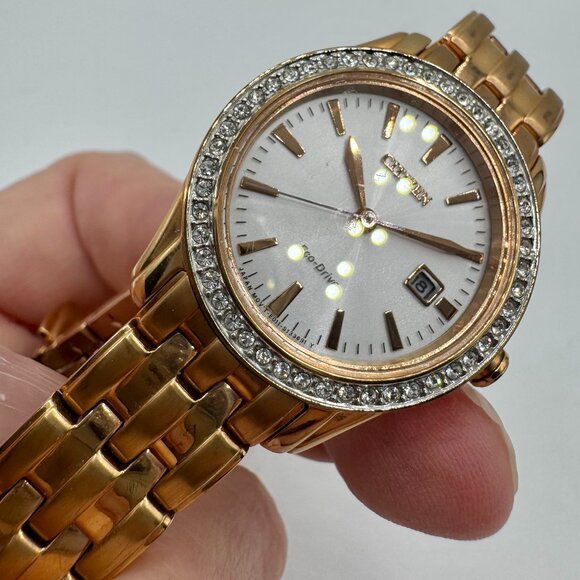 CITIZEN WOMEN'S ECO-DRIVE SILHOUETTE ROSE GOLD WATCH - Picture 1 of 3